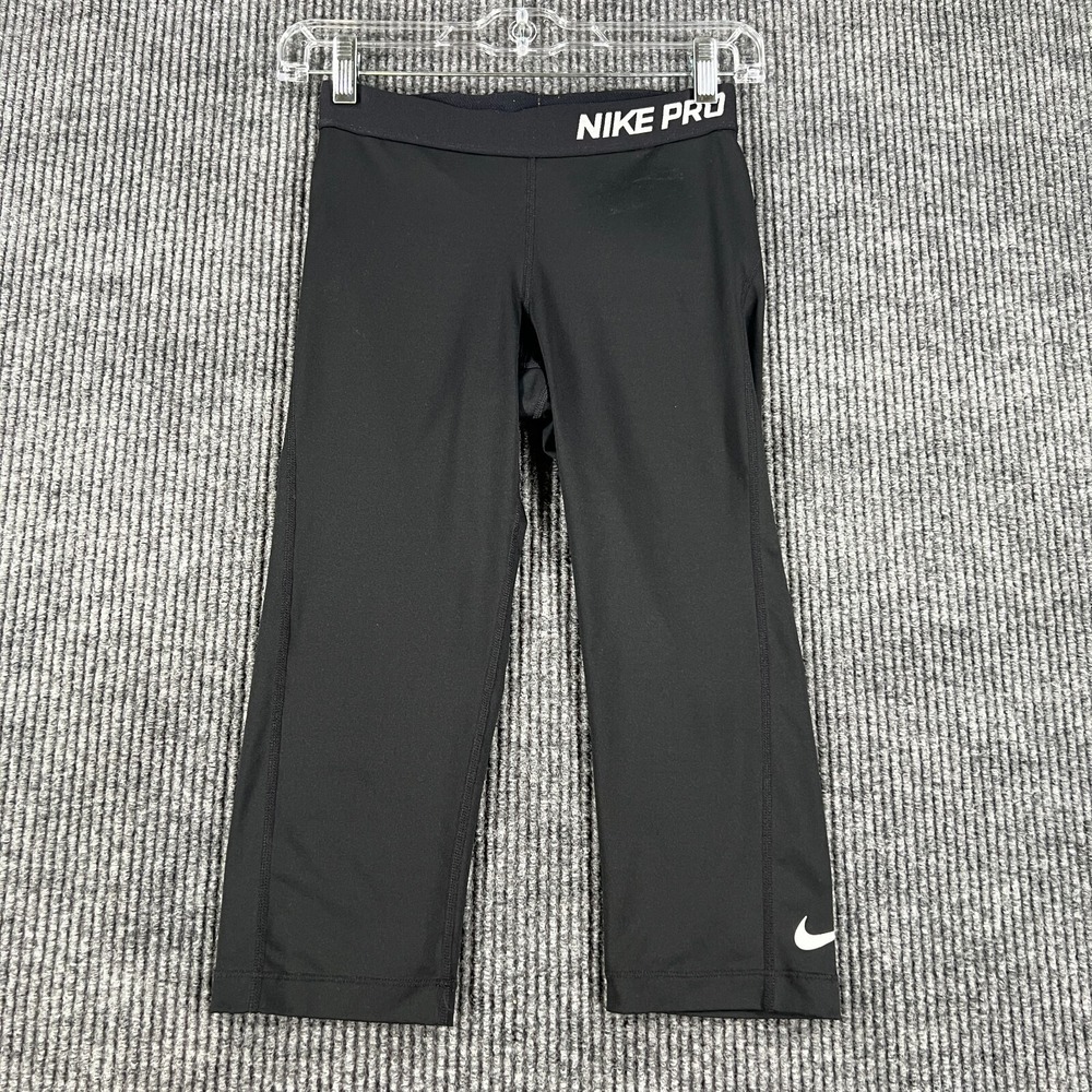 Nike Womens Pants Small Pro Training Capri Black Activewear Lightweight Gym Run
